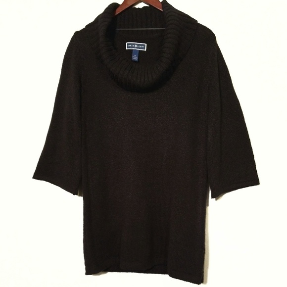 Karen Scott Women's Cotton Ribbed Turtleneck Top Black Size Large